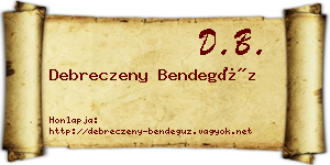 Debreczeny Bendegúz névjegykártya
